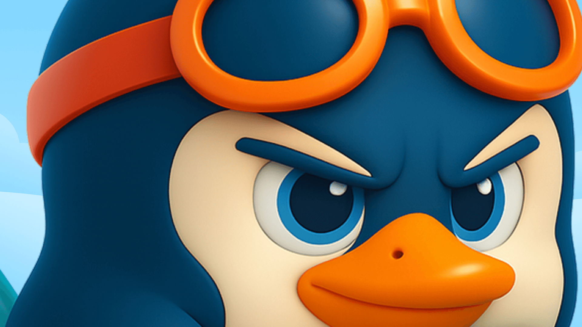 Close-up of Captain Chill the penguin