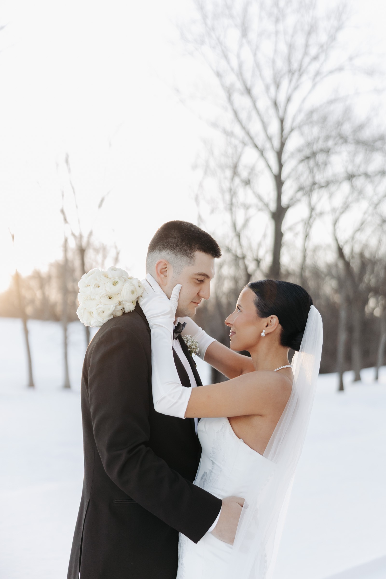 Bride and Groom in the snow