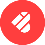 A simple red icon featuring a stylized white letter "B" in the center.