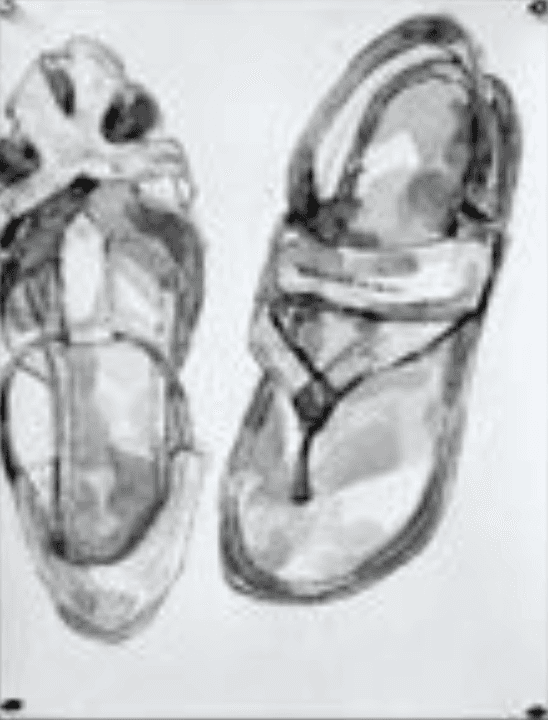 herd of sheep on road painting