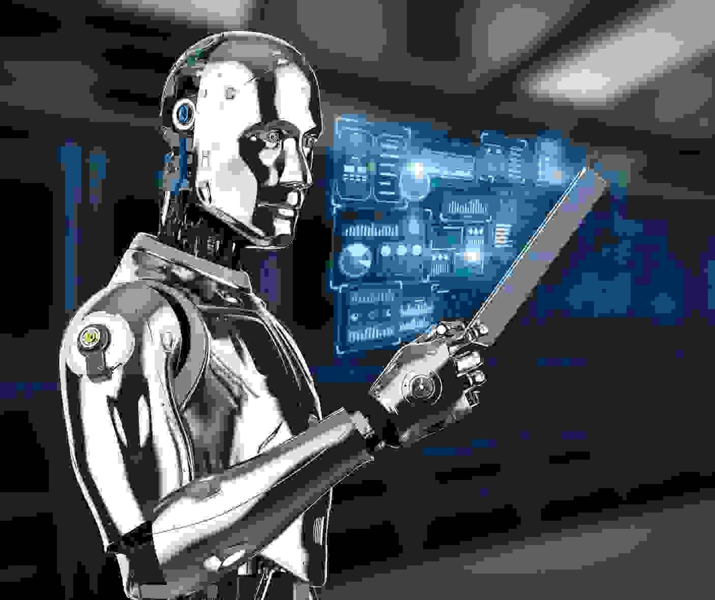 A robot presenting data on increased sales