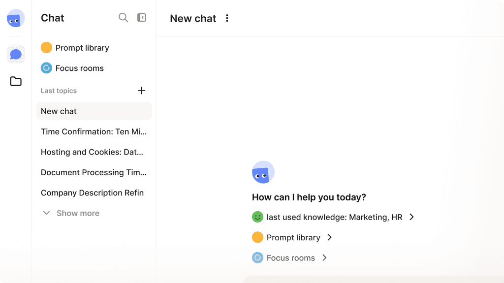 winkk AI Chat overview with fictive chats.