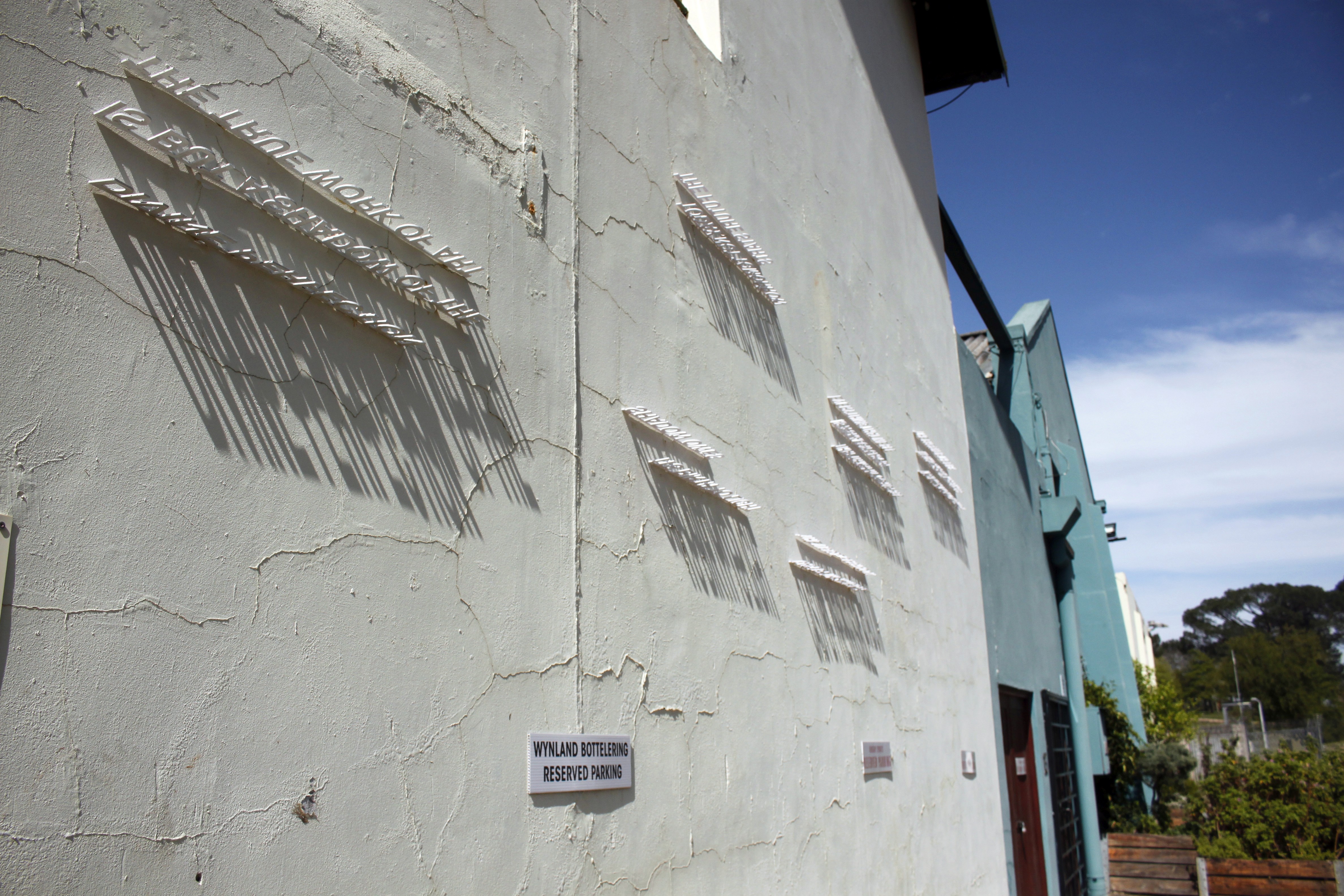 Shadow Words, Strijdom van der Merwe, Destilliray Road, Bosmans Crossing, Stellenbosch, South Africa, uncommissioned, 2025