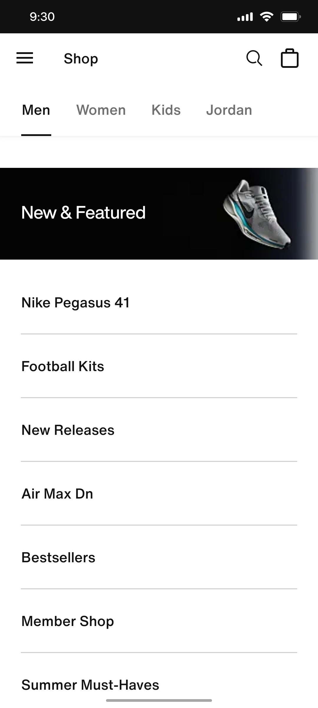 Nike App Men Screen
