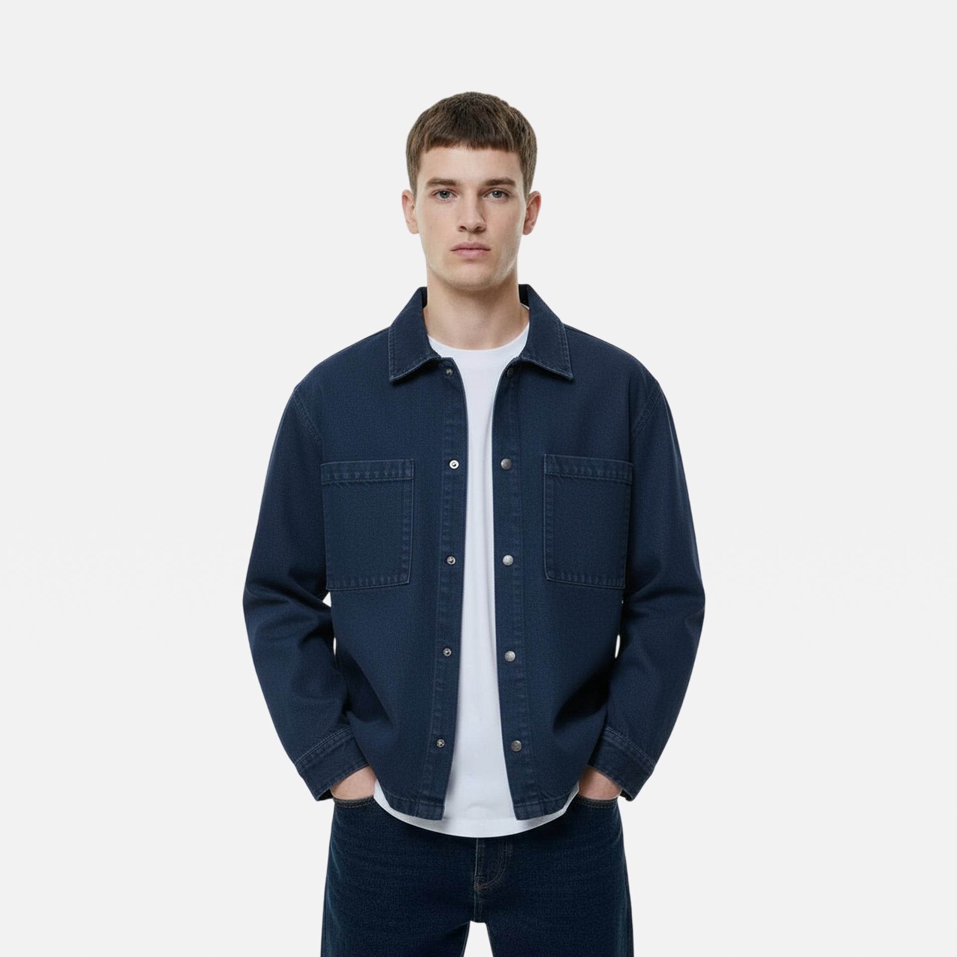 Man wearing a blue jacket