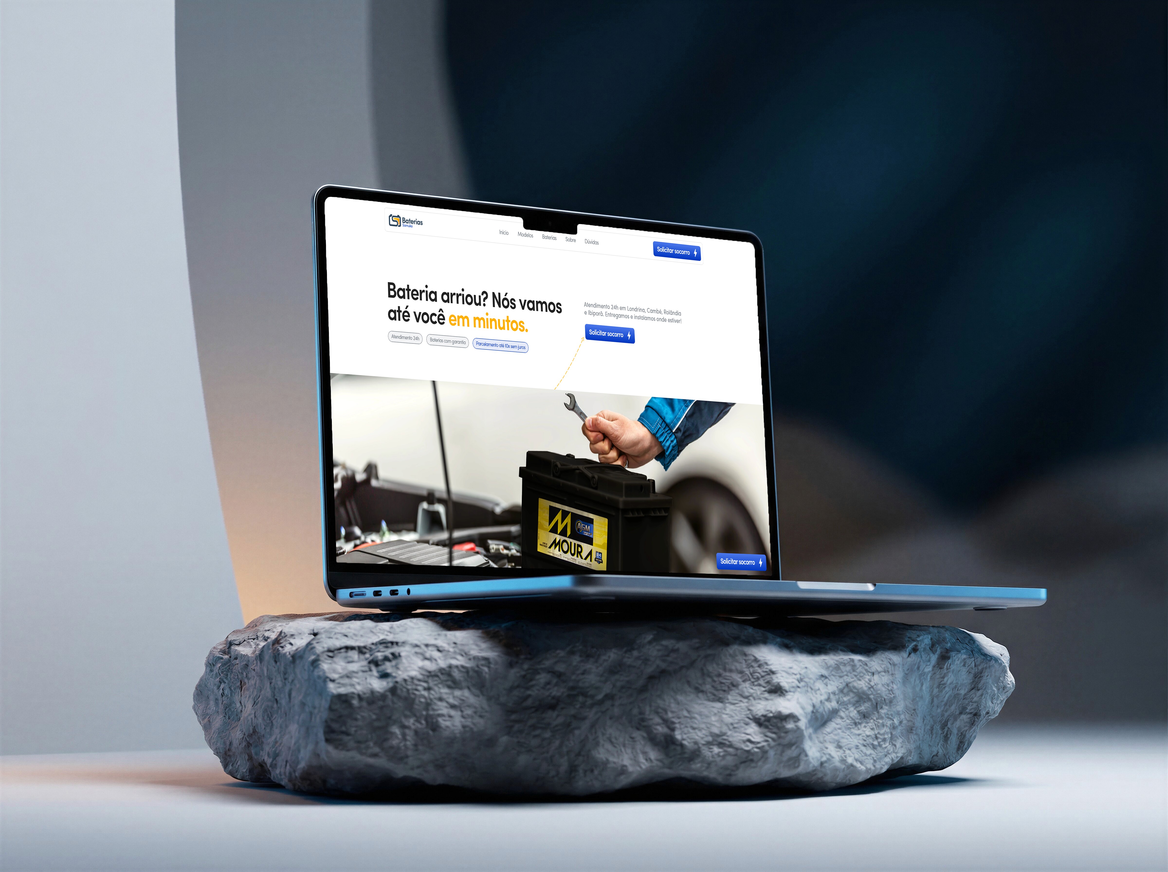 automotive batteries landing page mockup