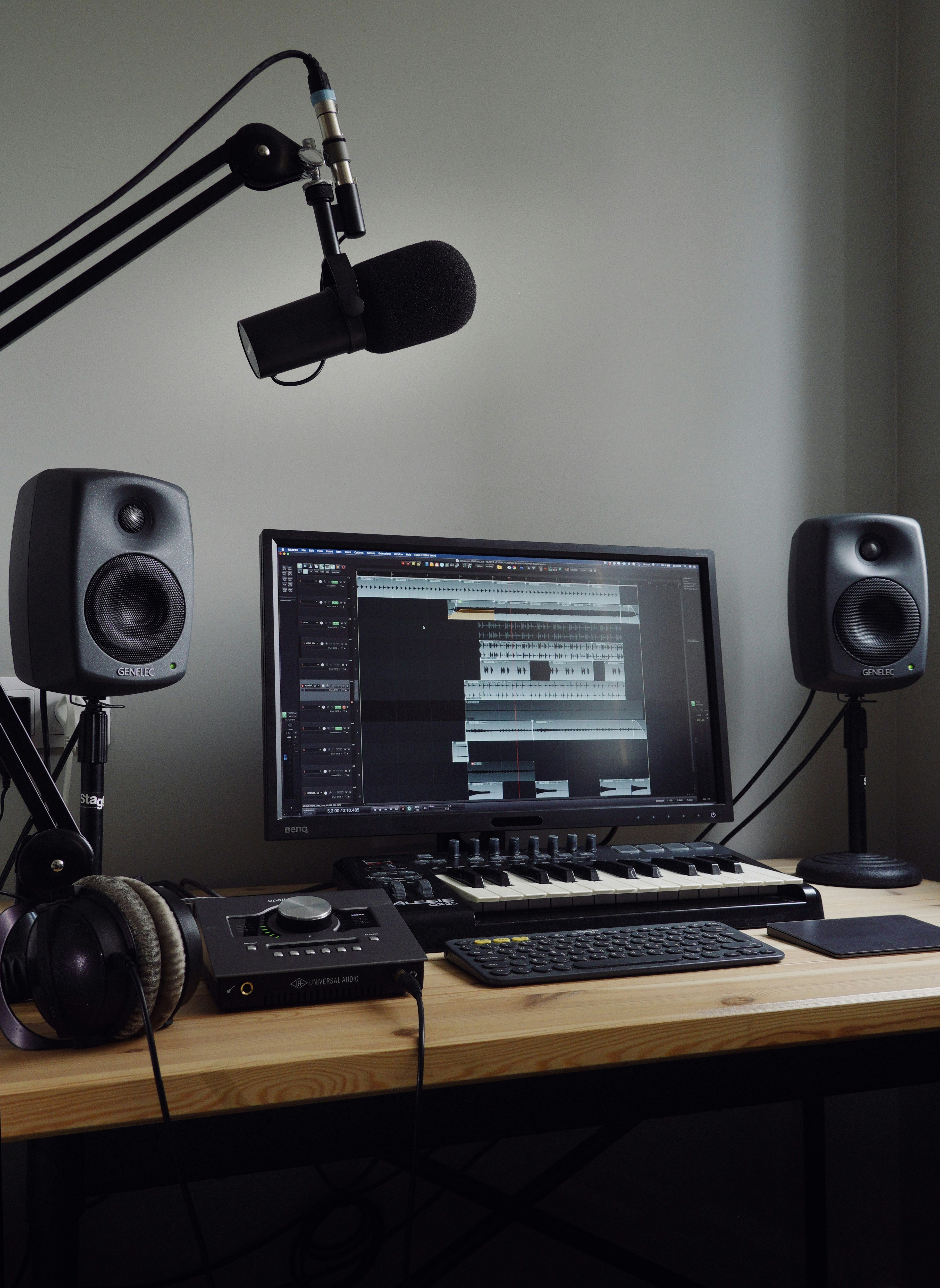 microphone and computer desk