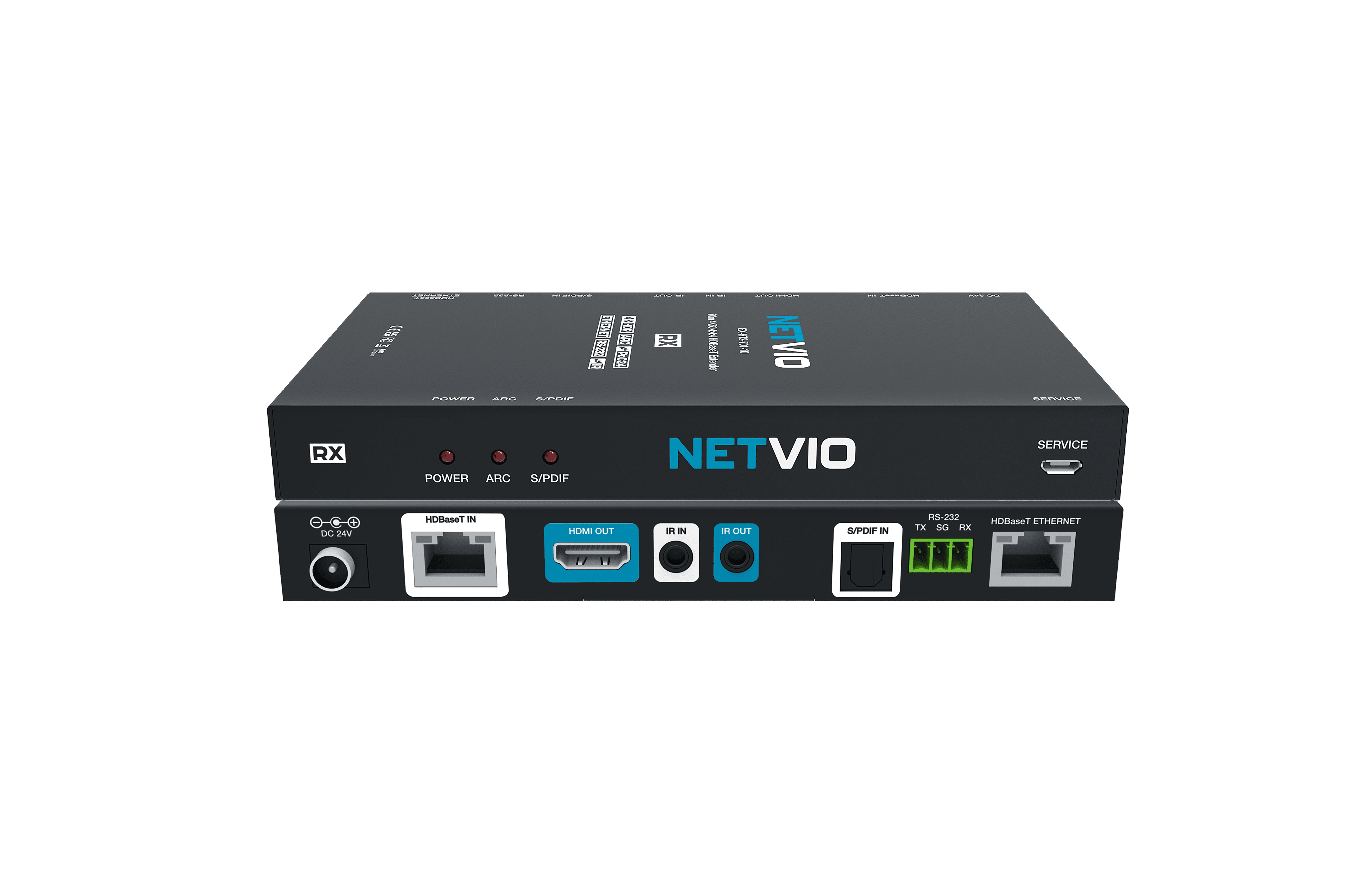 NETVIO HDBaseT RX extender with various ports