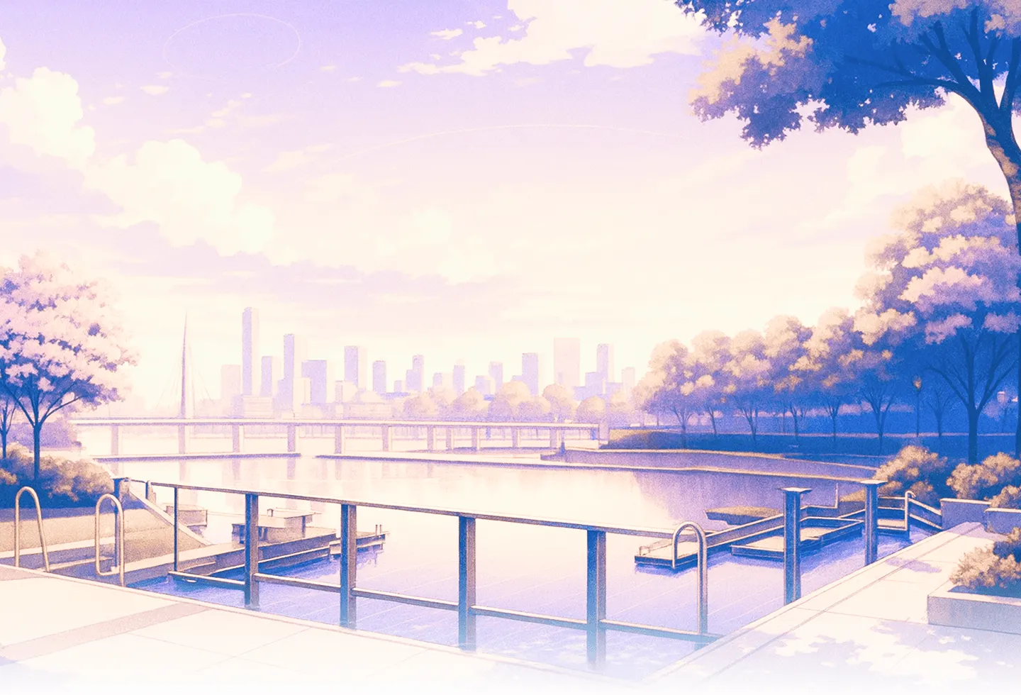 Lake with mountains and pine trees