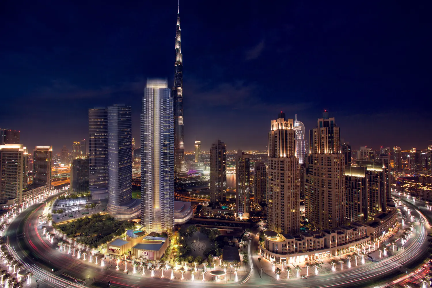 aerial view opera grand downtown dubai emaar