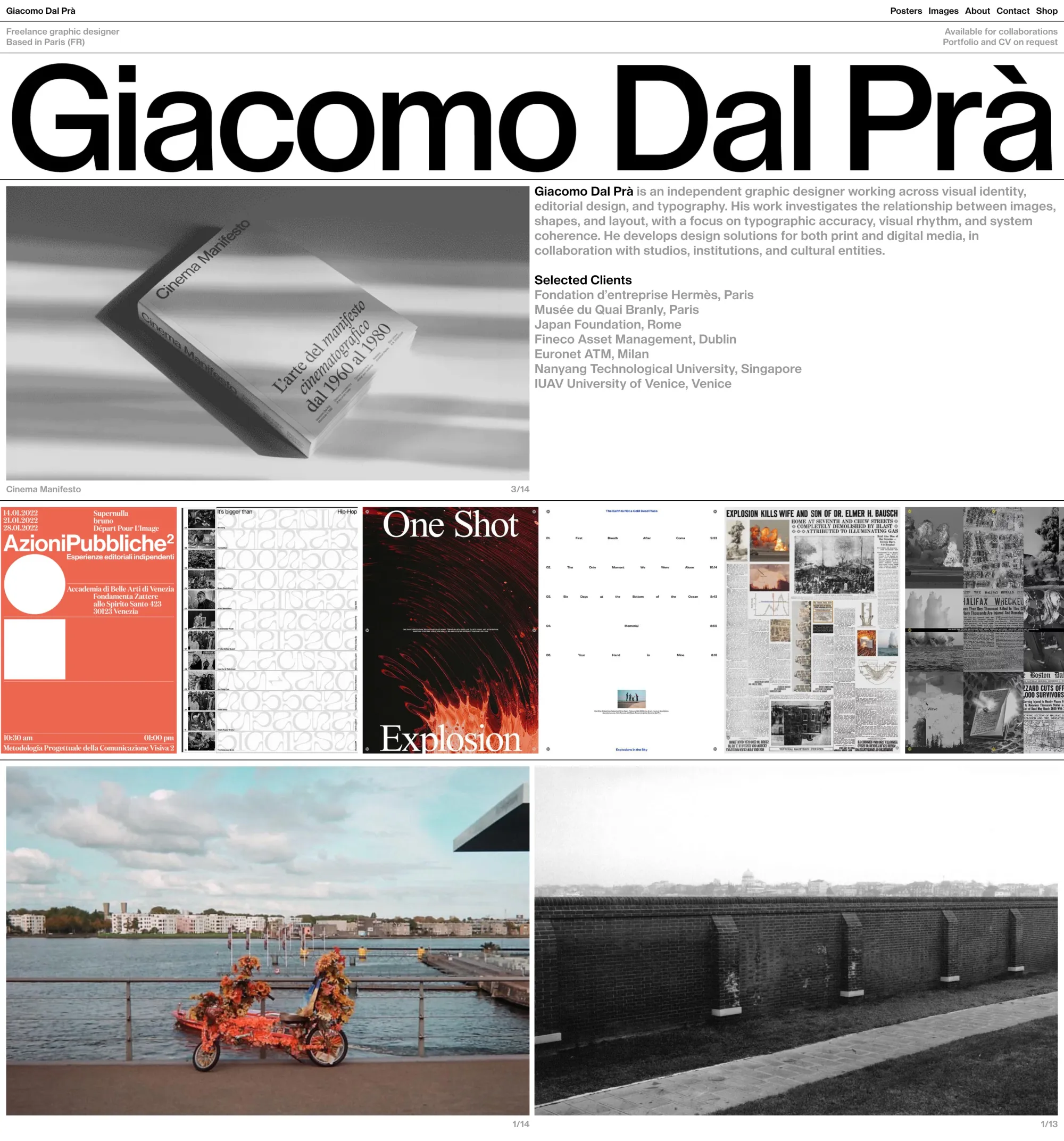 Giacomo Dal Prà portfolio page screenshot showcasing Design design