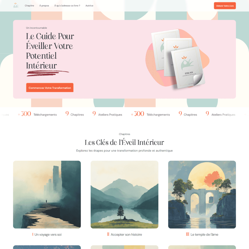 Bonheur de Soi – landing page d'un ebook de développement personnel