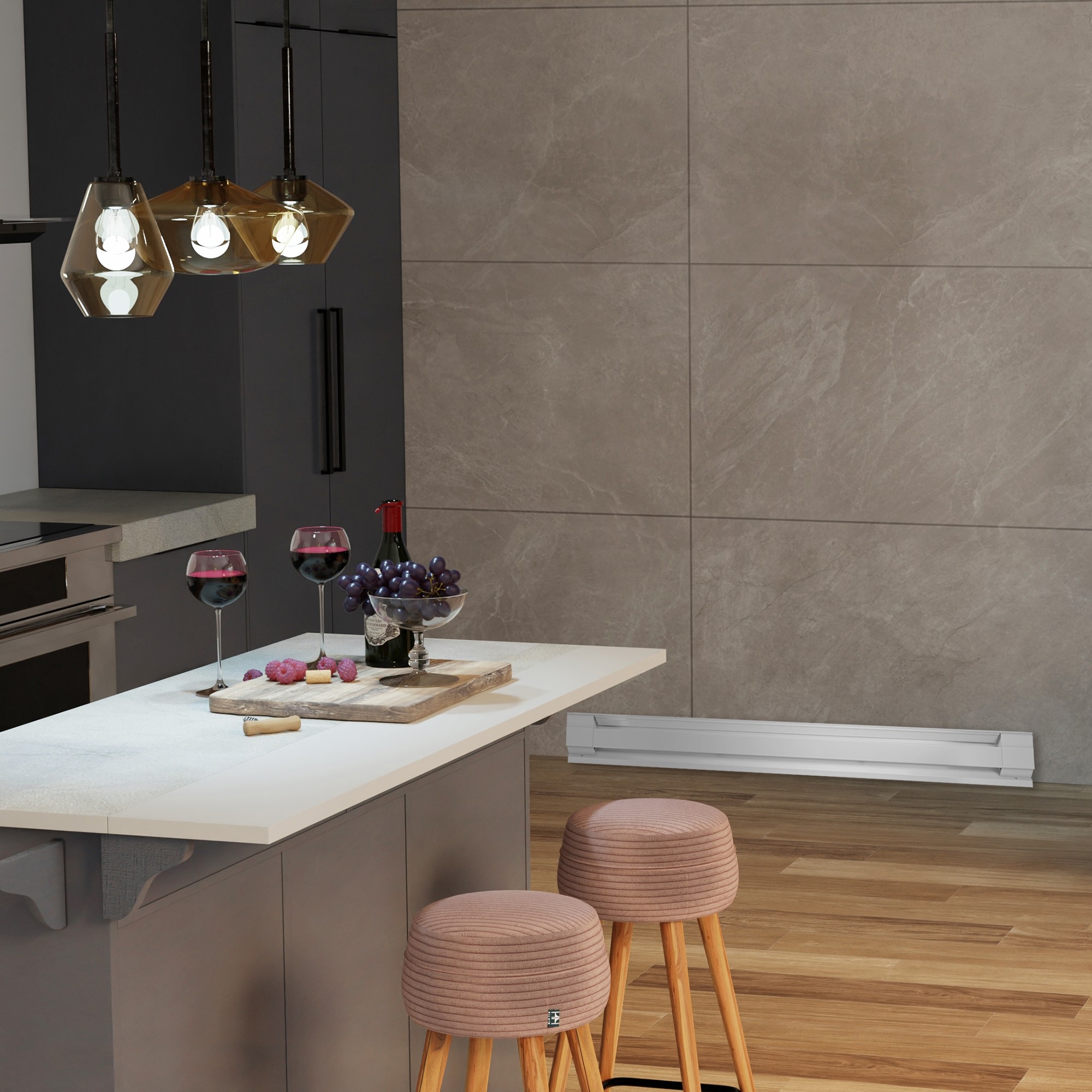 Dimplex baseboard heaters in residential kitchen space
