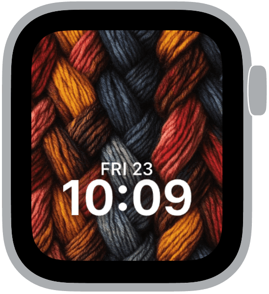 an apple watch face from the autumn knits collection