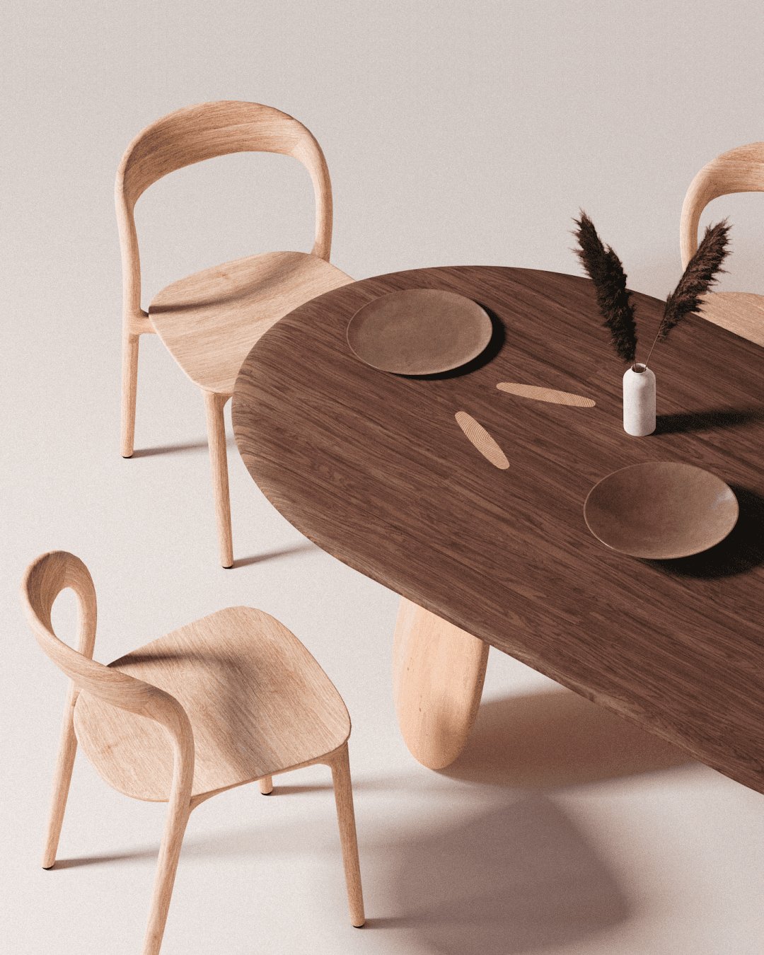 A detail shot of noknok studio's hatch dining table design