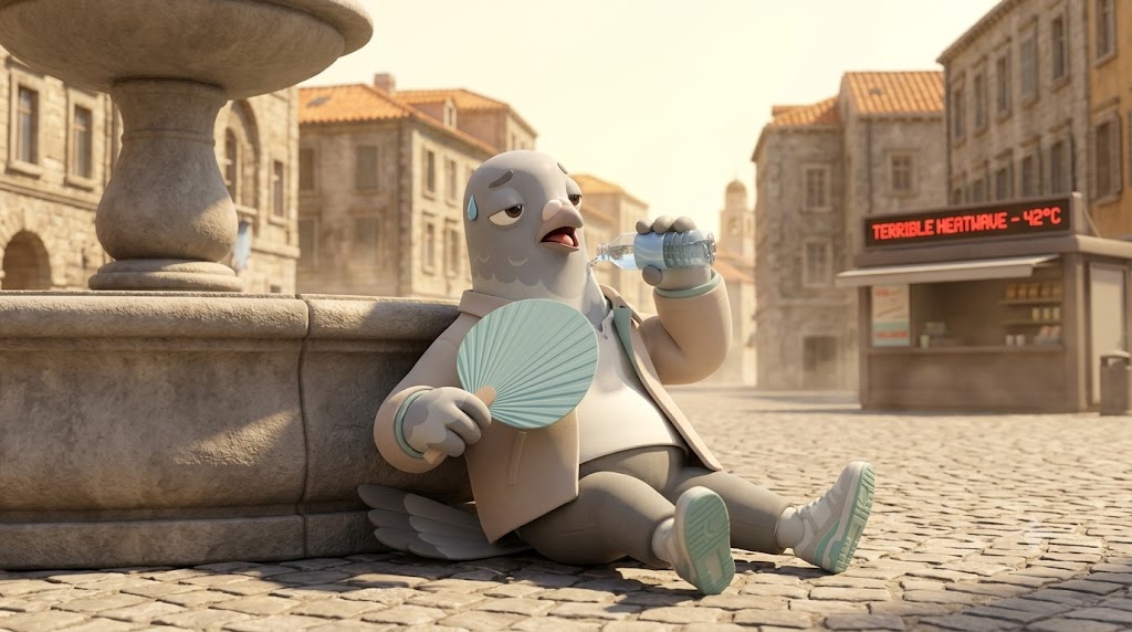 Roo, the Rookoo mascot facing a heatwave