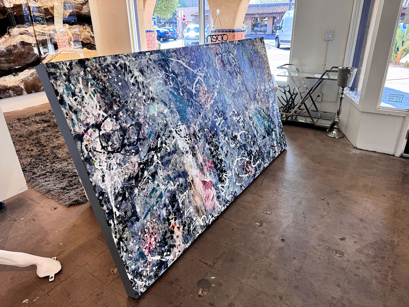 Pickup of a Niki Woehler contemporary abstract fine art painting in Scottsdale, AZ