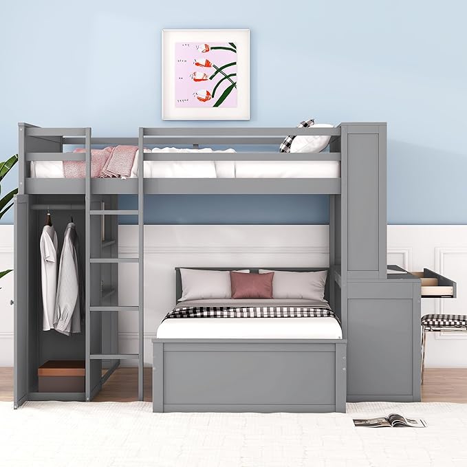 Built with premium materials, the bunk bed with wardrobe ensures lasting comfort and support.