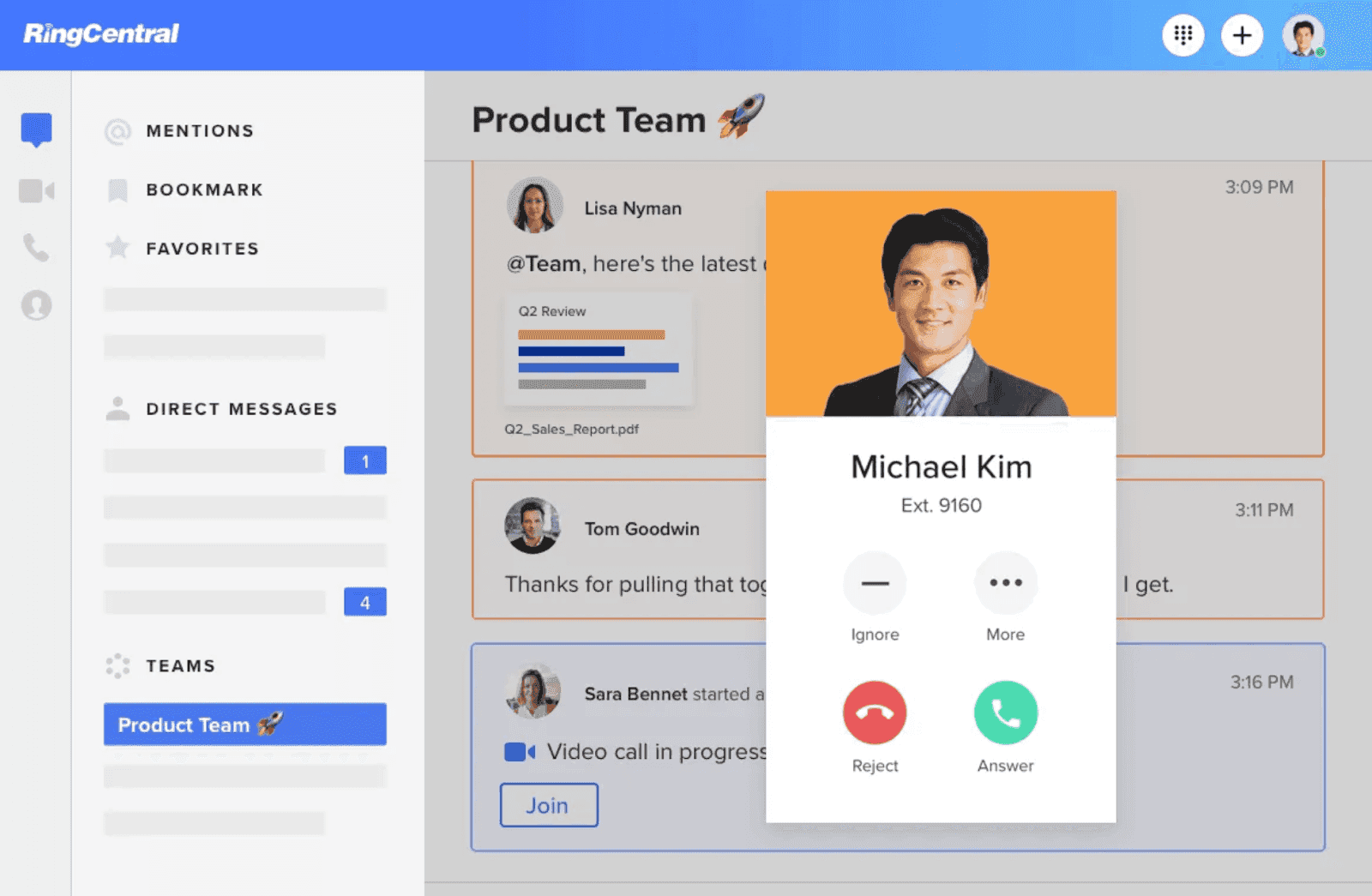 Real-time collaboration via audio call on RingCentral