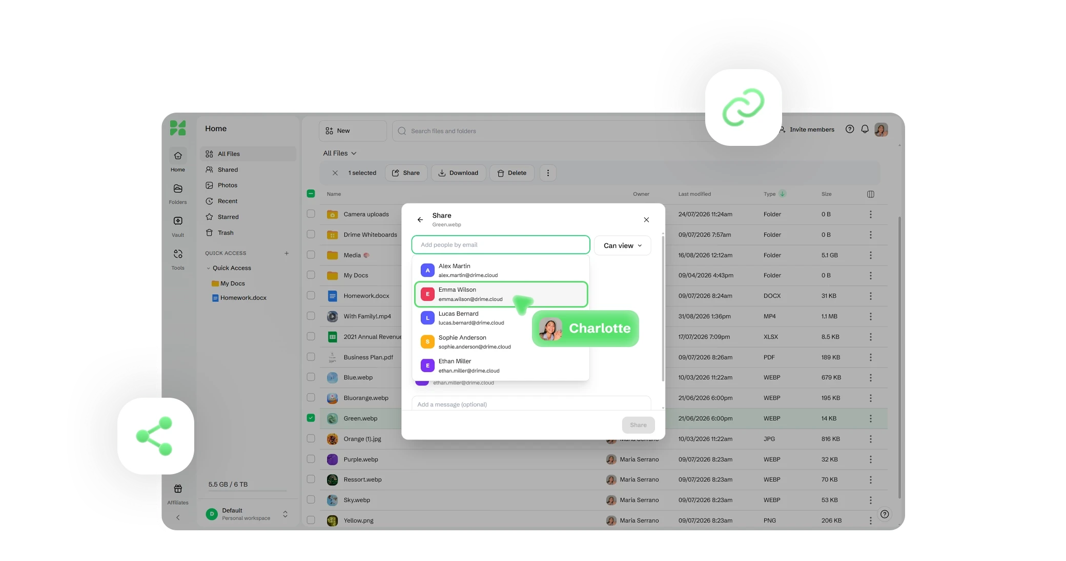 Drime Send & Track analytics interface