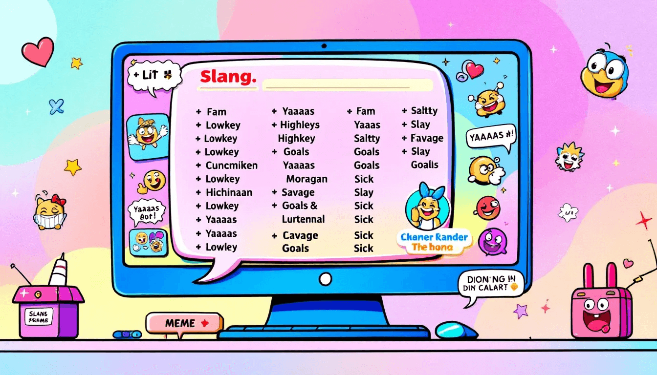 A visual representation of variations and related slang terms.