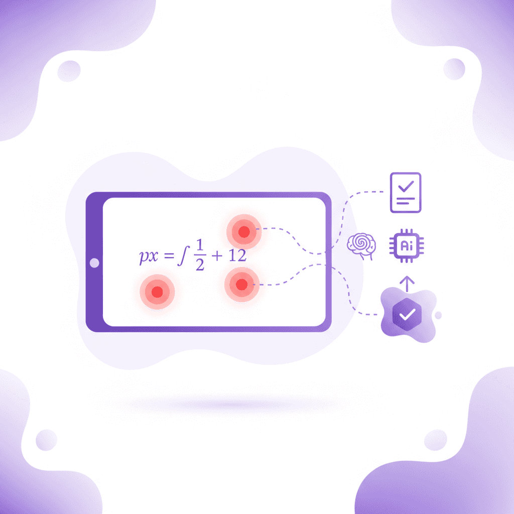Real-time AI tutor catching specific student mistakes on a digital canvas