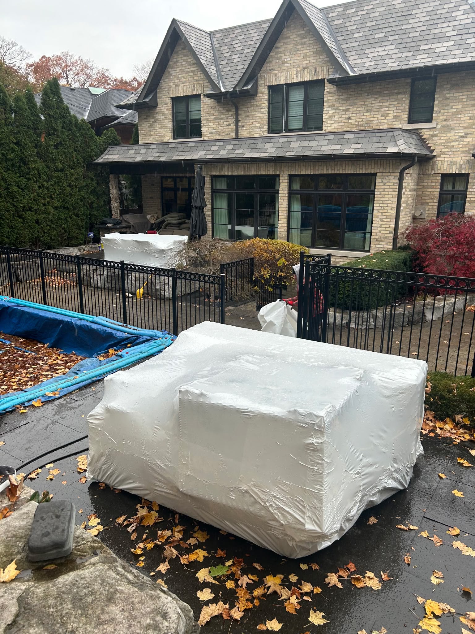 Patio furniture prepared for winter