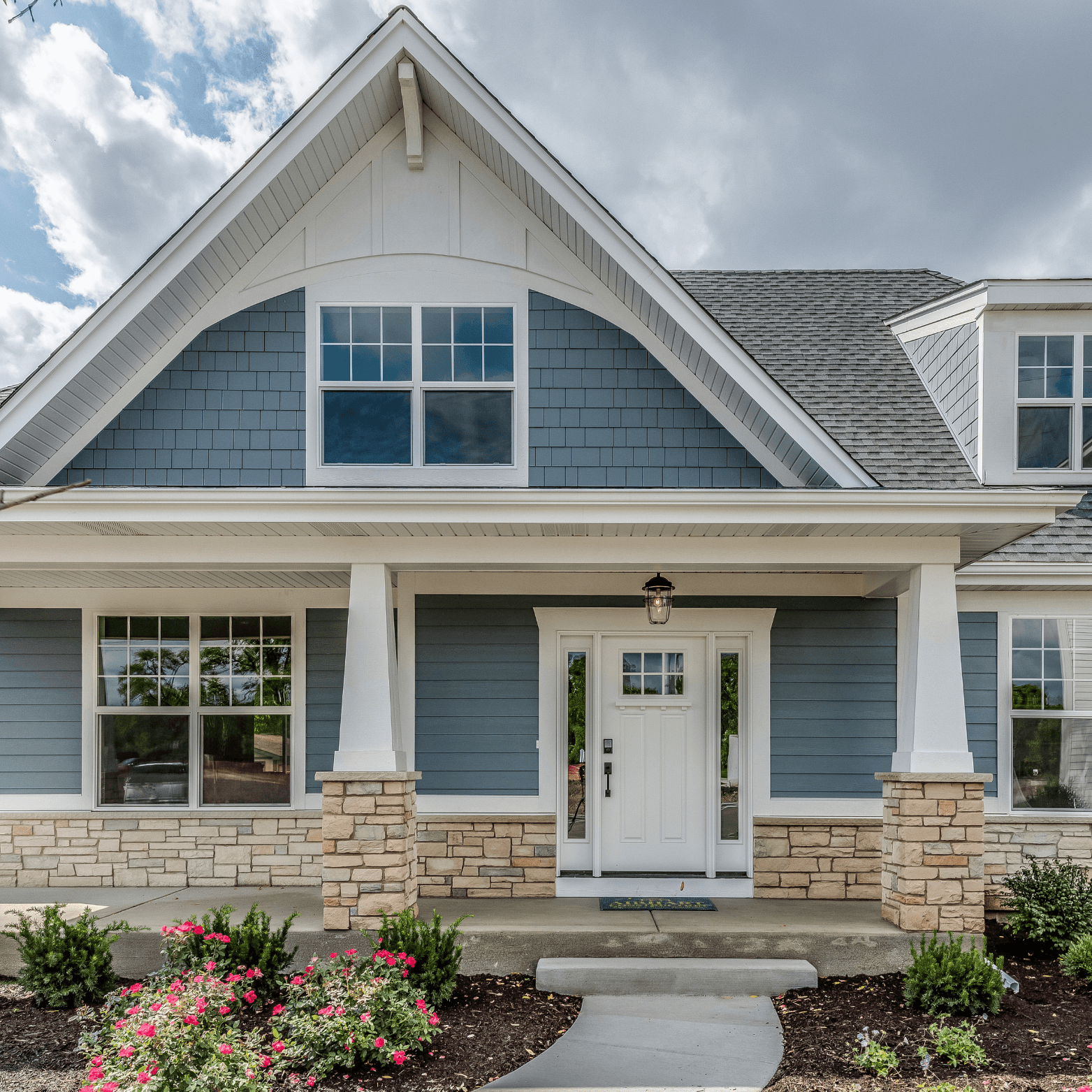 A one-story home in the middle of a storm