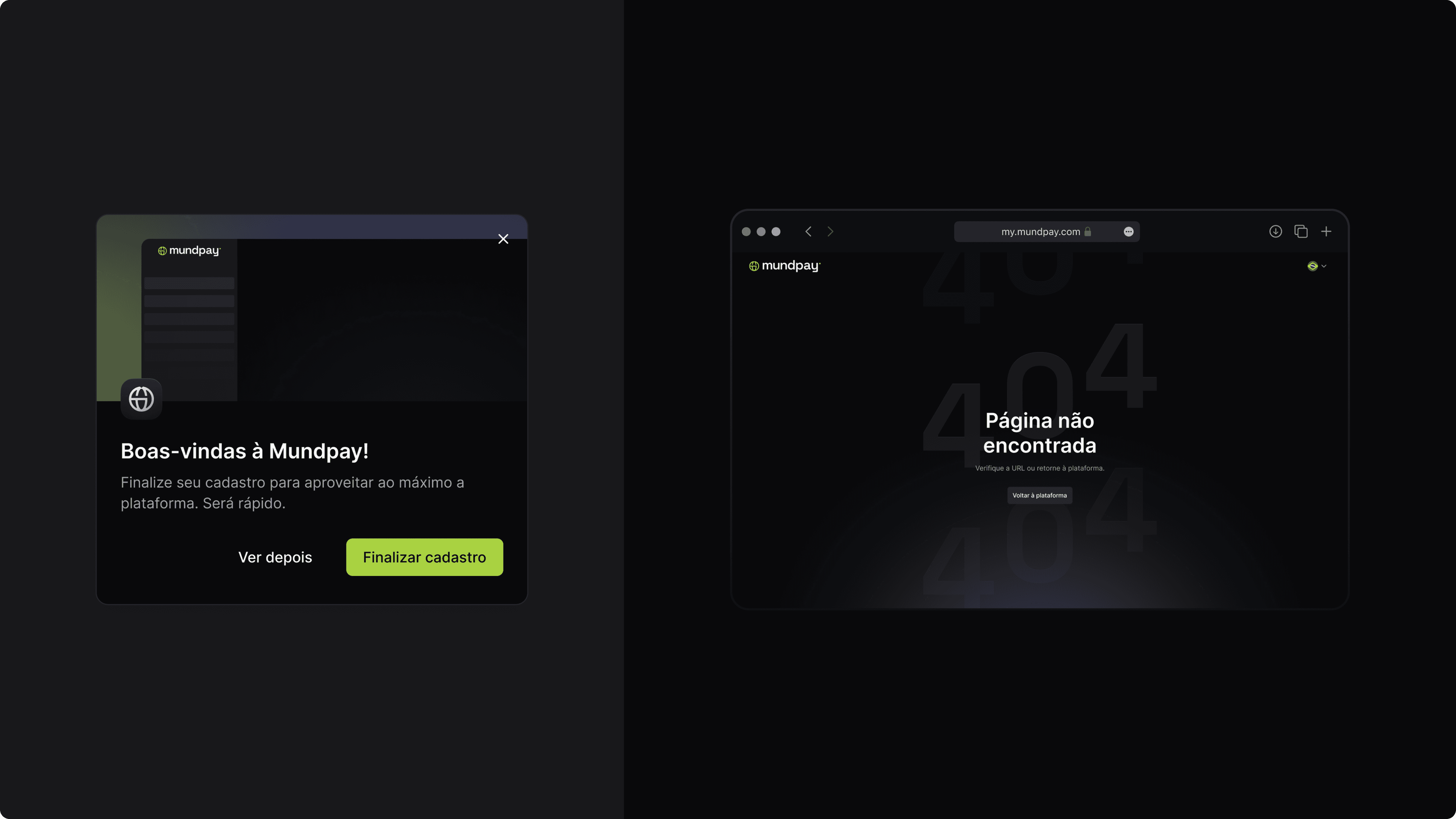 Mockup do site da Mundpay
