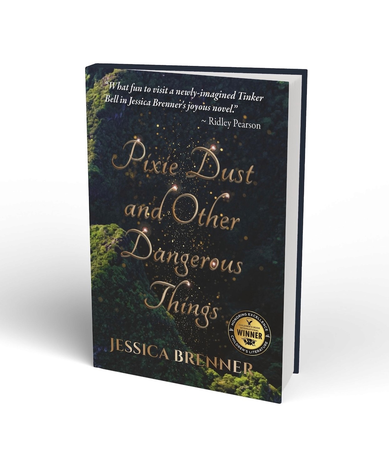 Cover of Pixie Dust and Other Dangerous Things by Jessica Brenner featuring a dark forest and glowing fairy dust.