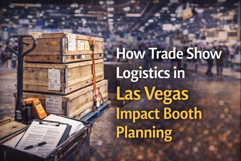 Trade show logistics in Las Vegas including material handling, scheduling, and installation considerations for booth planning