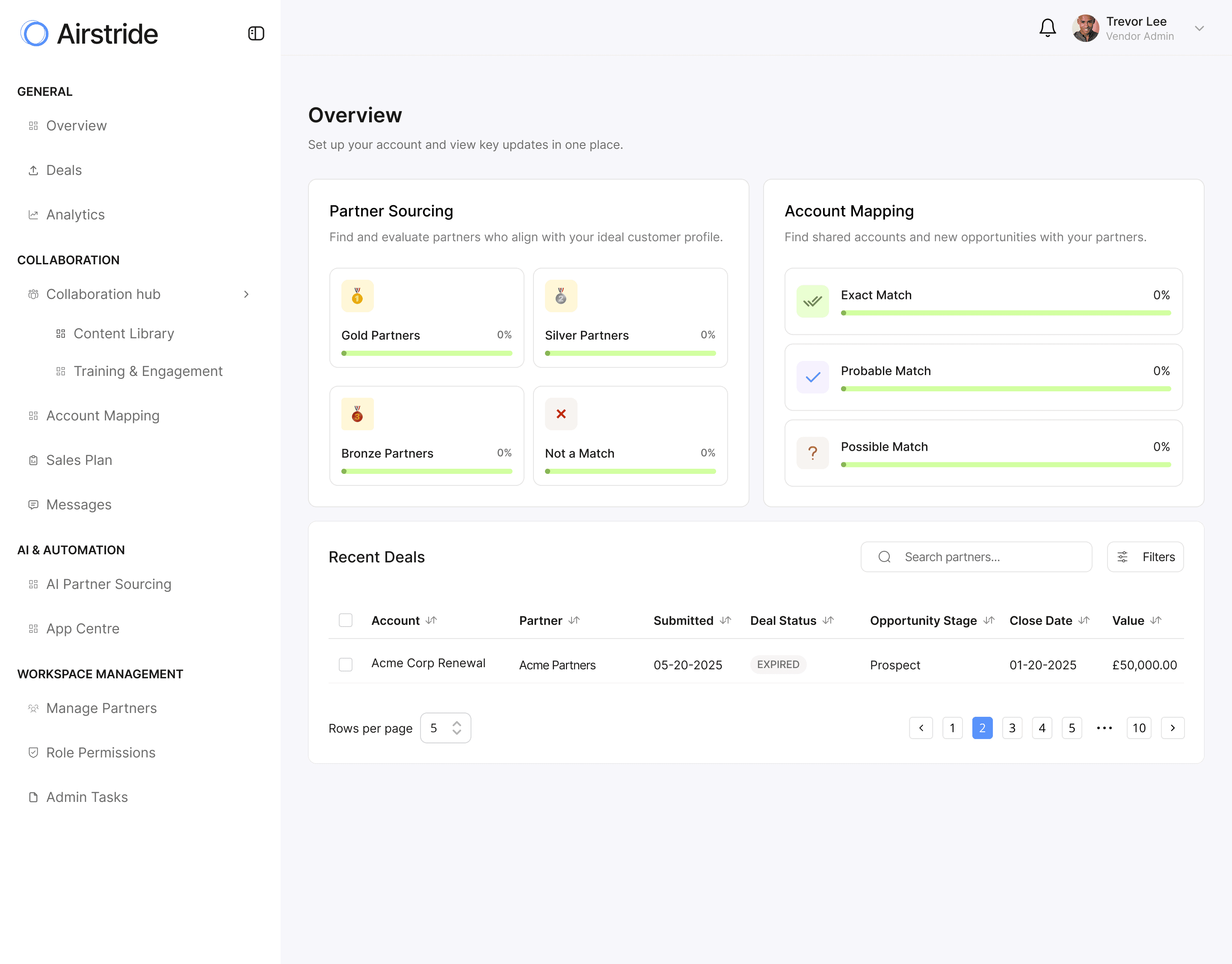 Airstride Enterprise plan Dashboard showing premium access to all App features.
