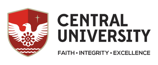 Central University logo with a red shield and the words ‘Faith. Integrity. Excellence.’