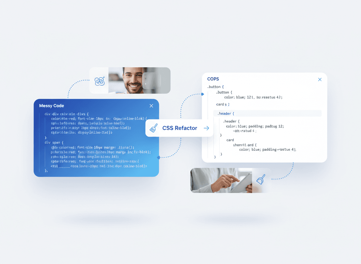Messy frontend code with inline CSS styles causing maintainability issues compared to clean external stylesheets