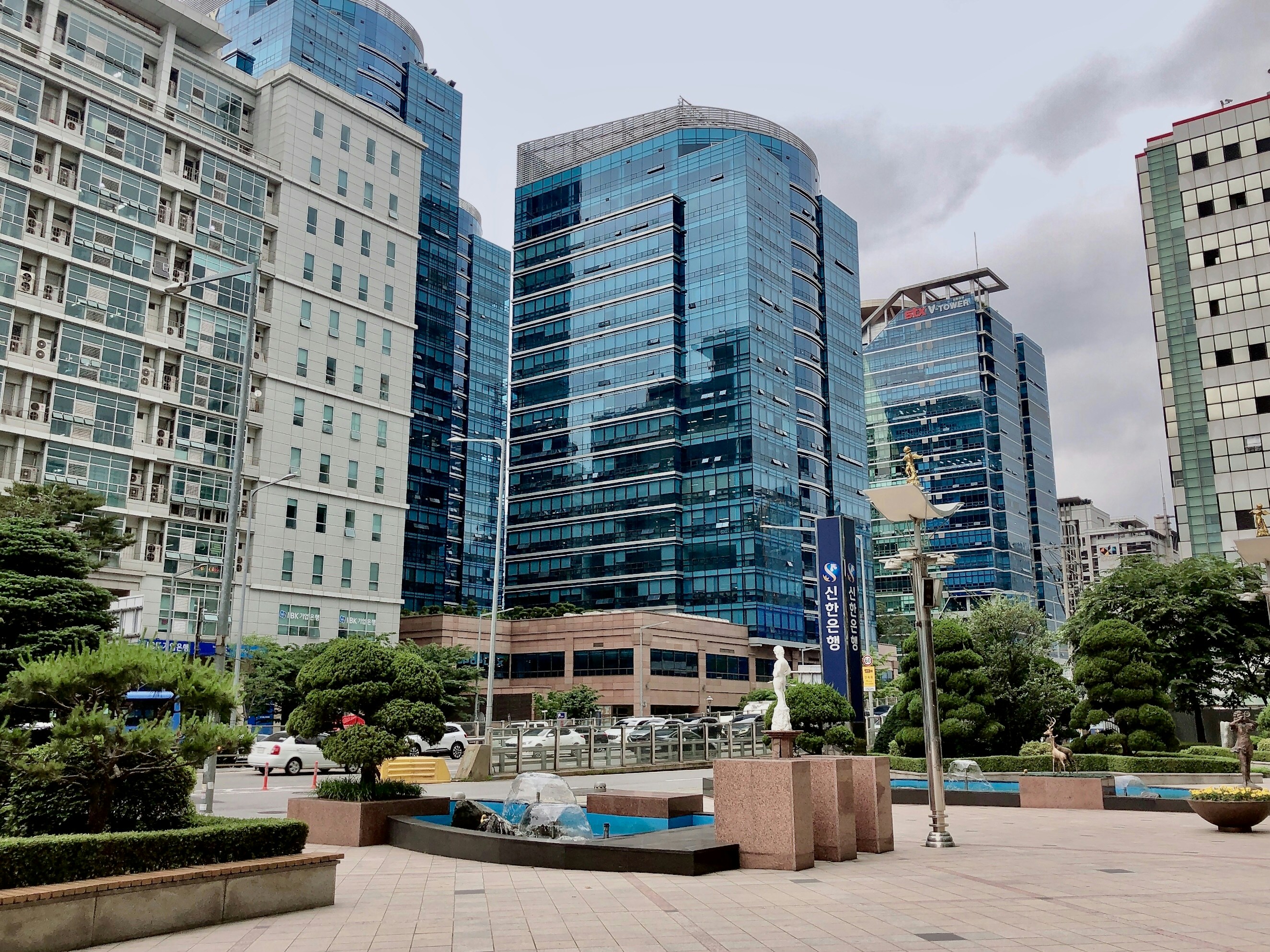 a group of tall buildings sitting next to each other