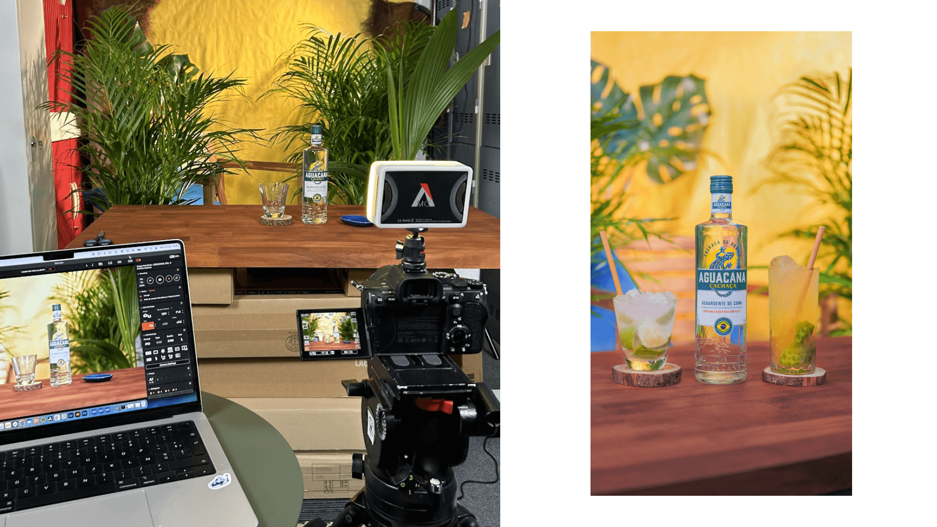 Behind the scene of shooting and picture avec 2 cocktails