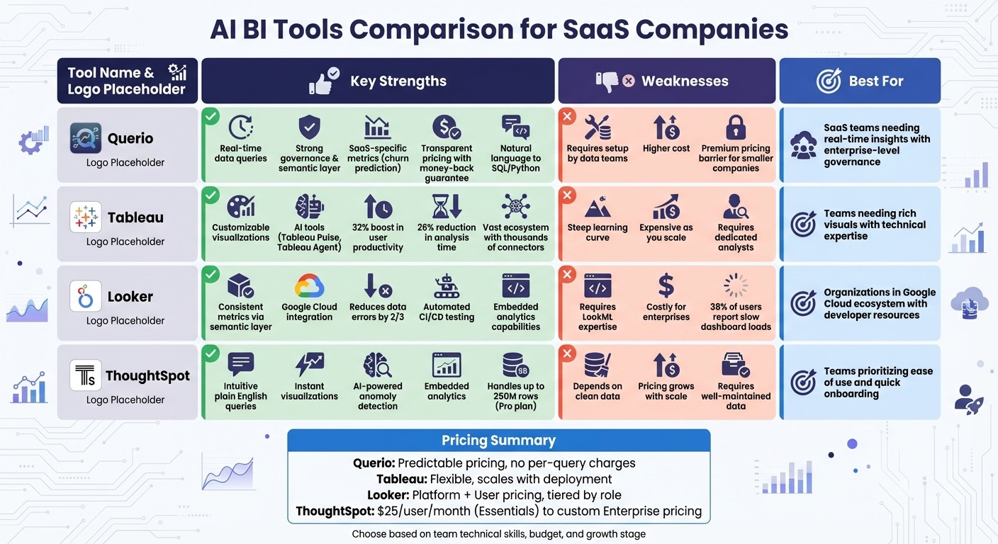 AI BI Tools Comparison for SaaS Companies: Features, Strengths and Weaknesses