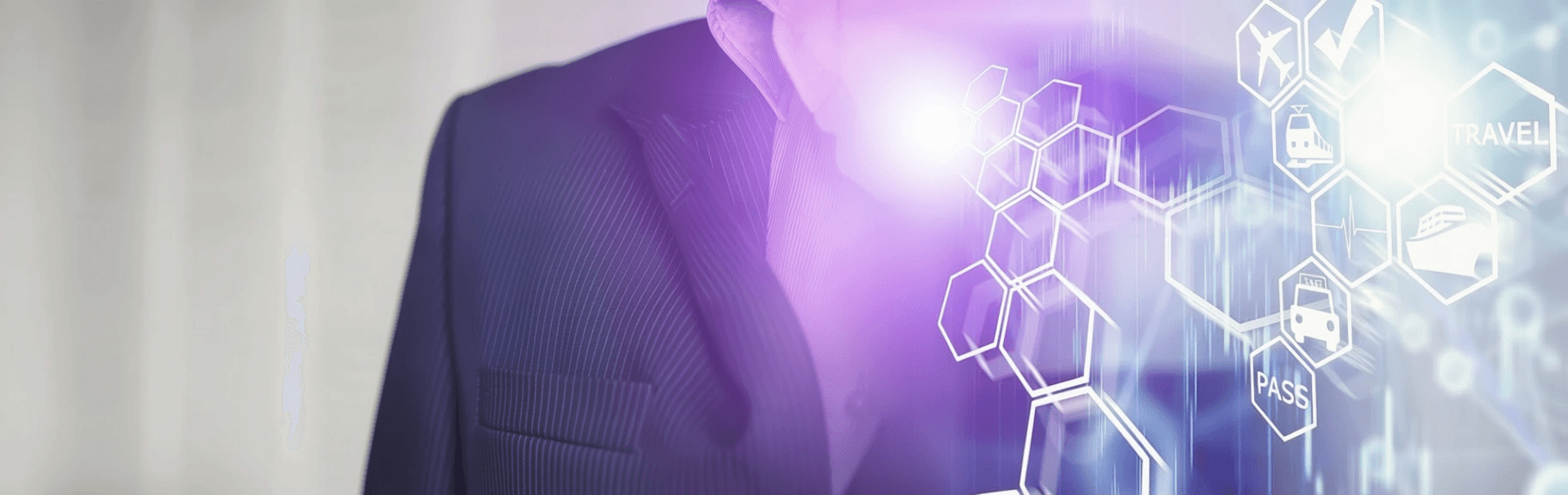 Man in suite with technology grid overlay