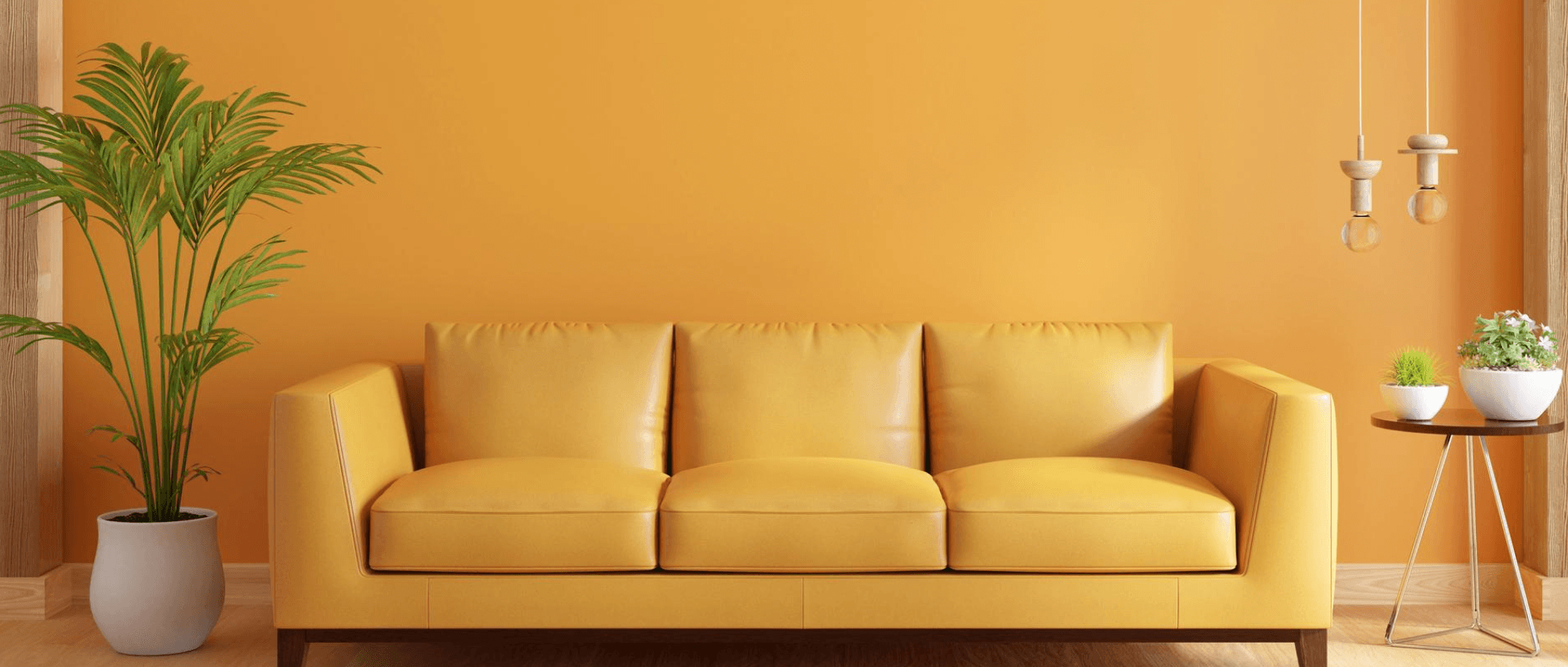 a yellow sofa
