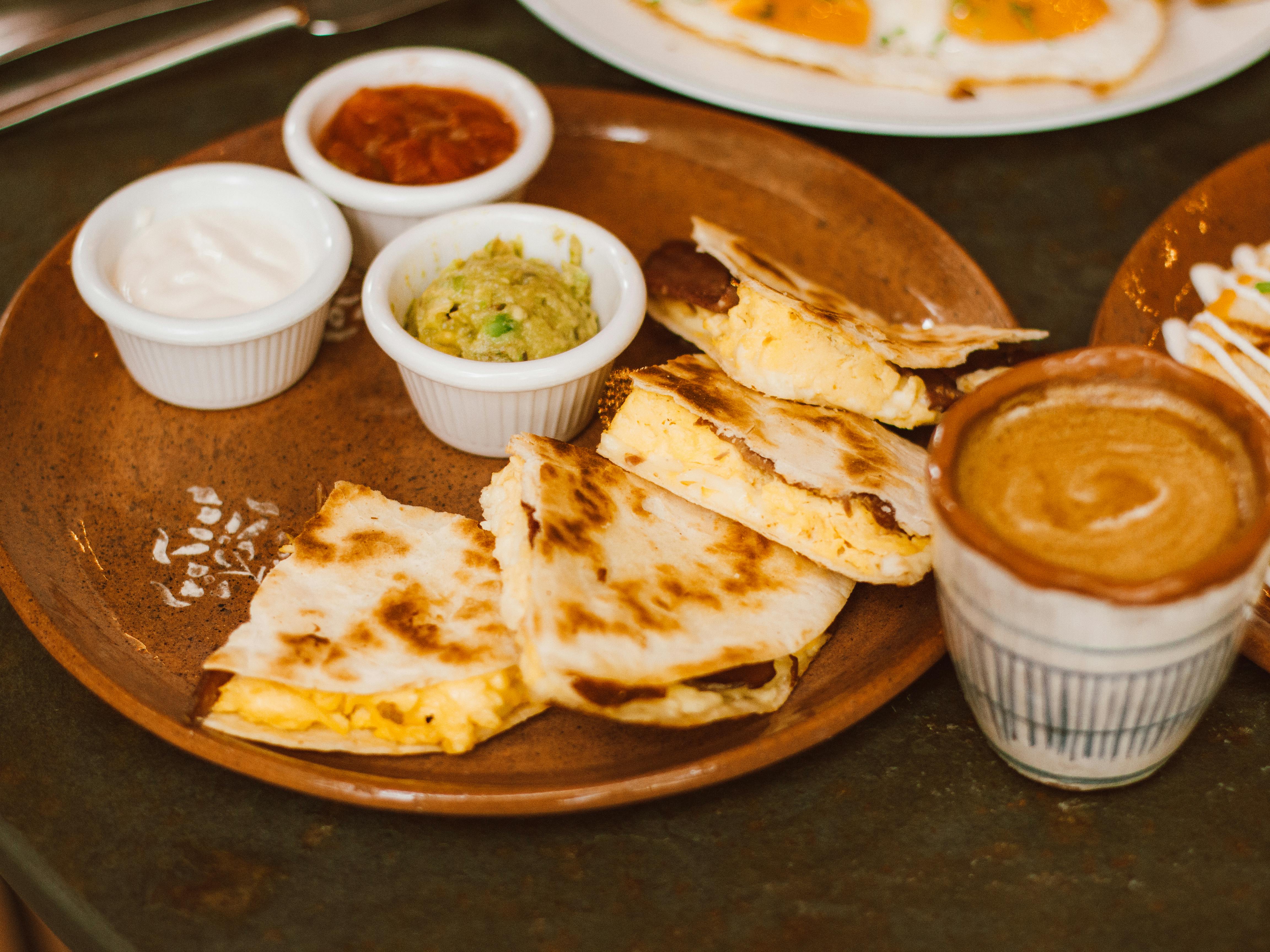 Flour tortilla with melted cheese.