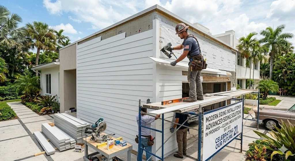 Fiber cement siding installation and repair on a Fort Lauderdale home — Planet Construction FL