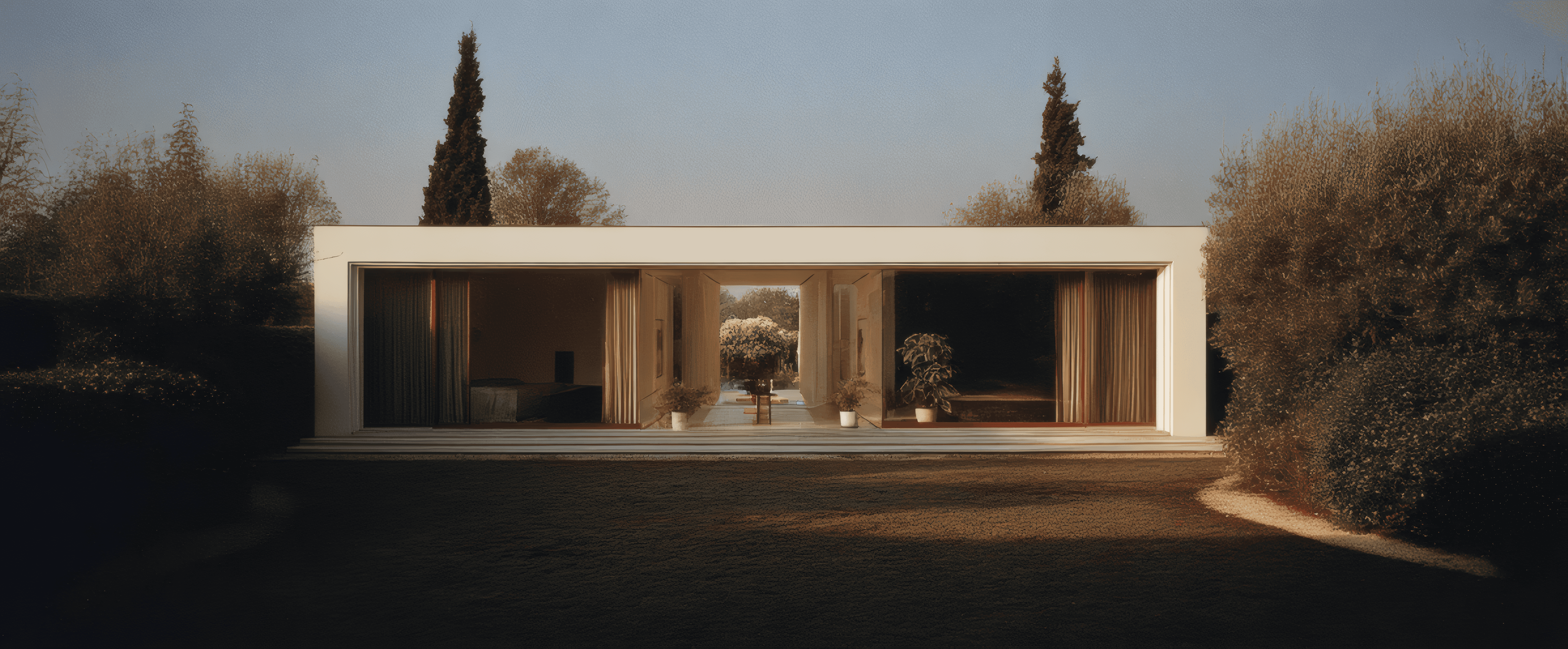 front view of villa on cliff