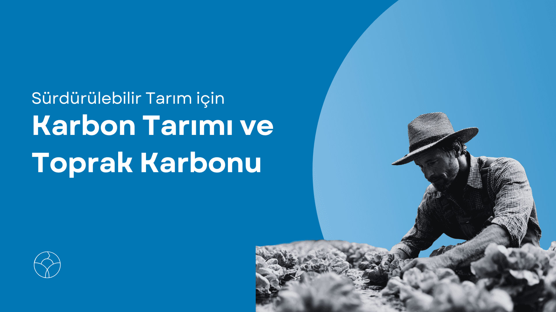Tarlada ekinlerini inceleyen bir çiftçinin olduğu, "Sürdürülebilir Tarım için Karbon Tarımı ve Toprak Karbonu" başlıklı blog kapağı görseli.