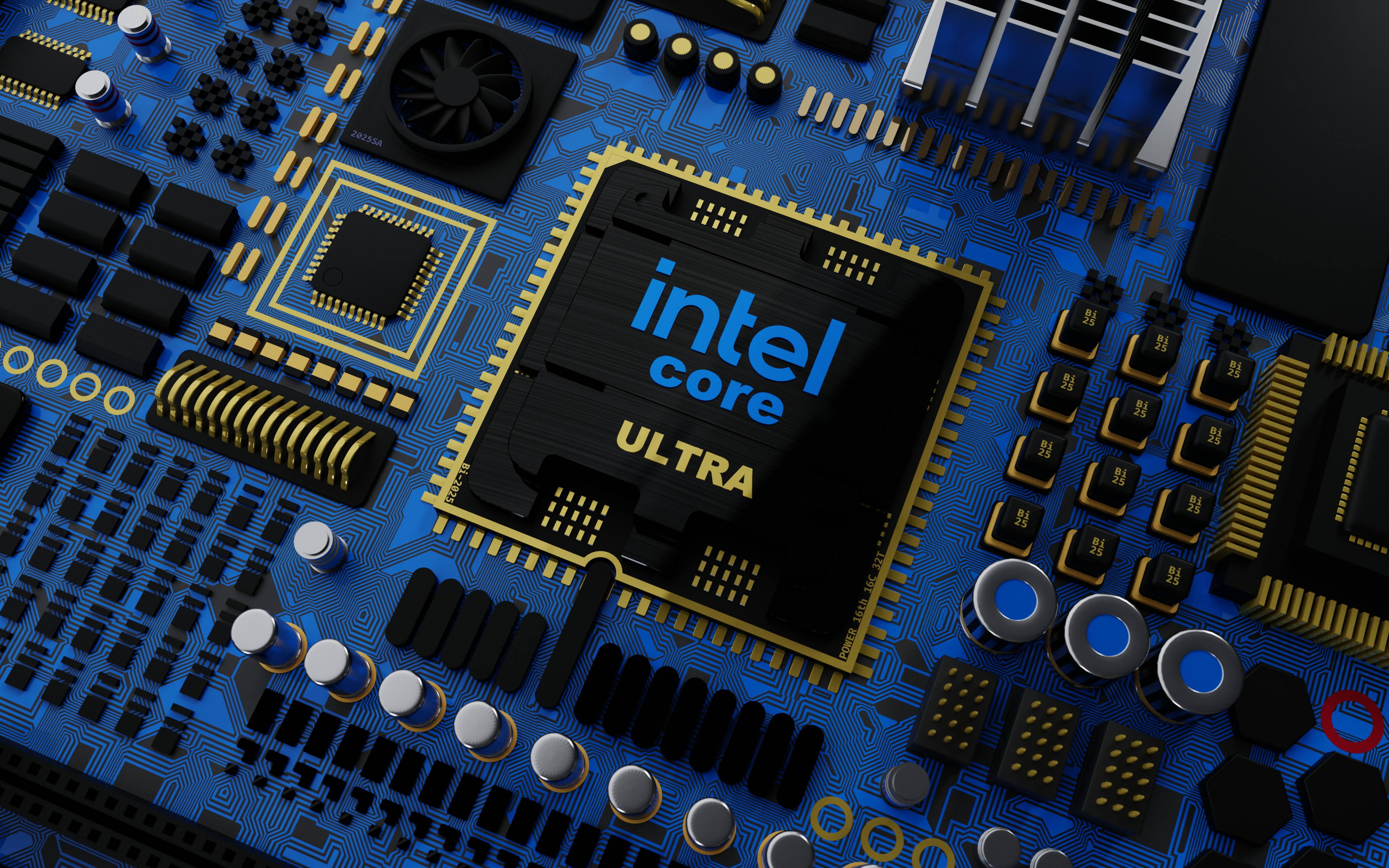 Intel Core Ultra chip on motherboard close-up