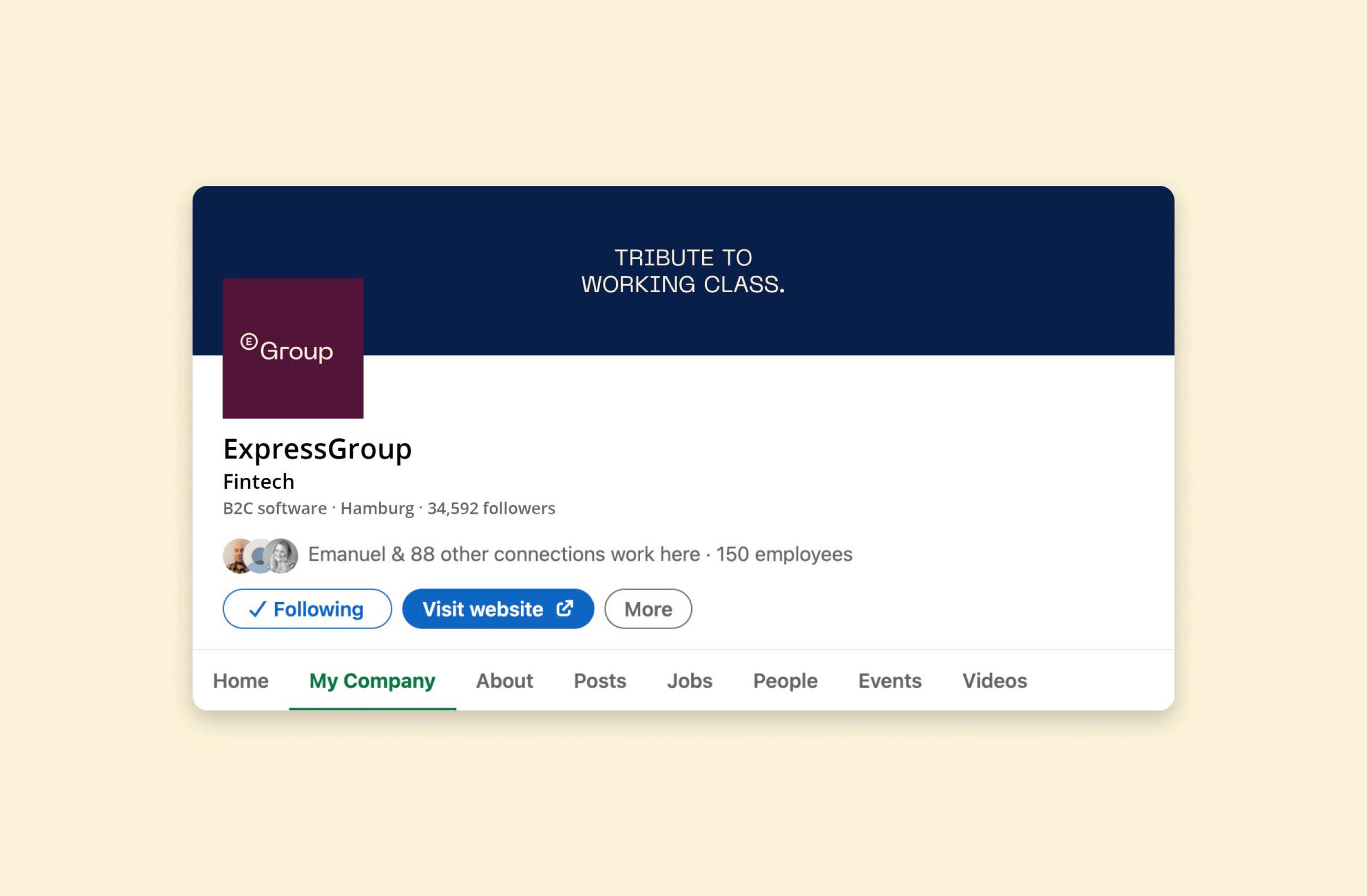 Mockups of ExpressGroup’s presence on social platforms and websites, highlighting its digital brand extension.