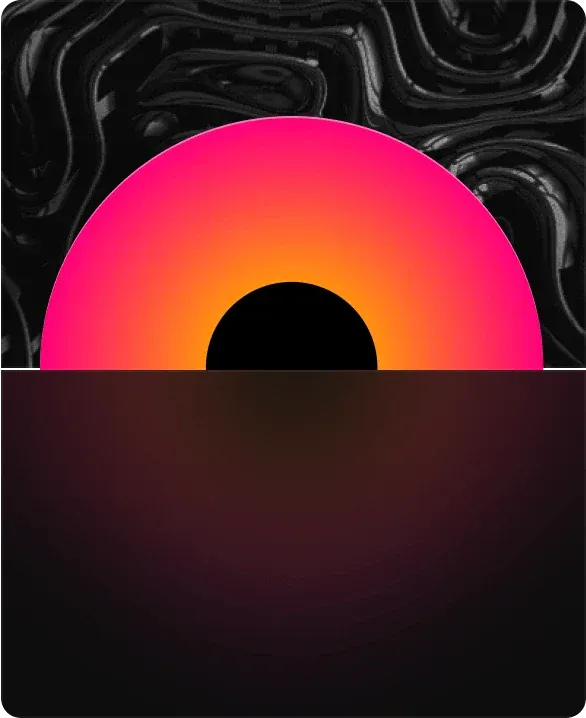 half an orange disc on a textured background