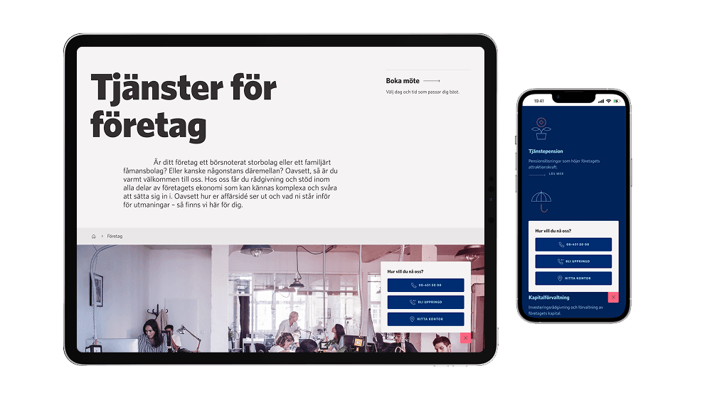 Söderberg & Partners website on a tablet and mobile