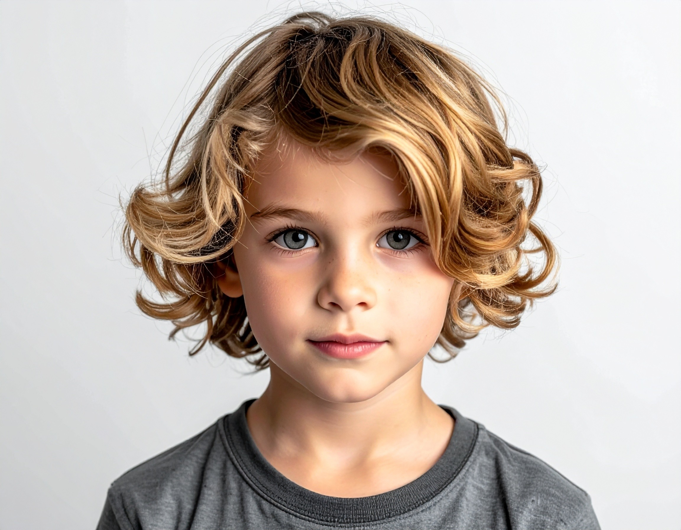 boy wuth short wavy hair