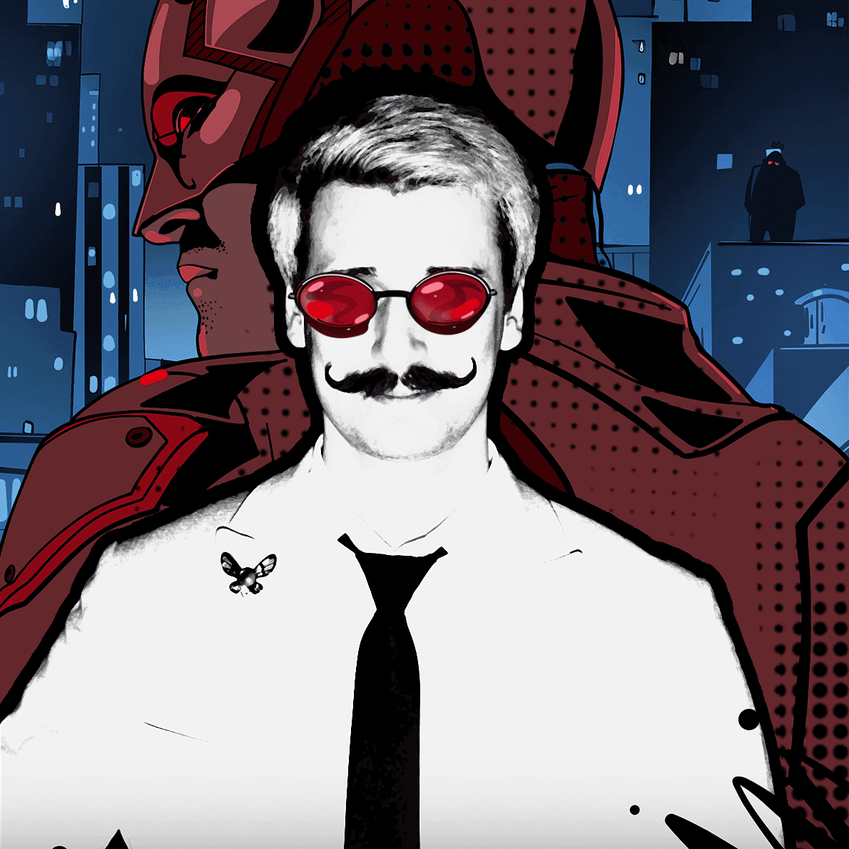 Schwarz-Weiß-Porträt mit Daredevil-Brille – Fotoaktion auf dem Berlin Event