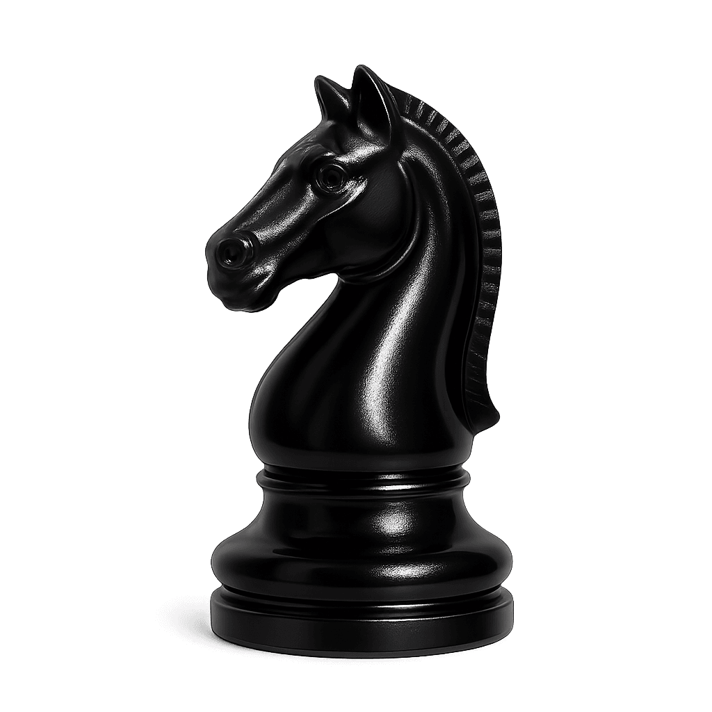 3D Schachfigur eines Springers in schwarz